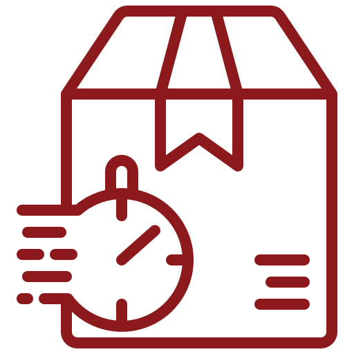 Red Fast Delivery Icon of Box and a clock