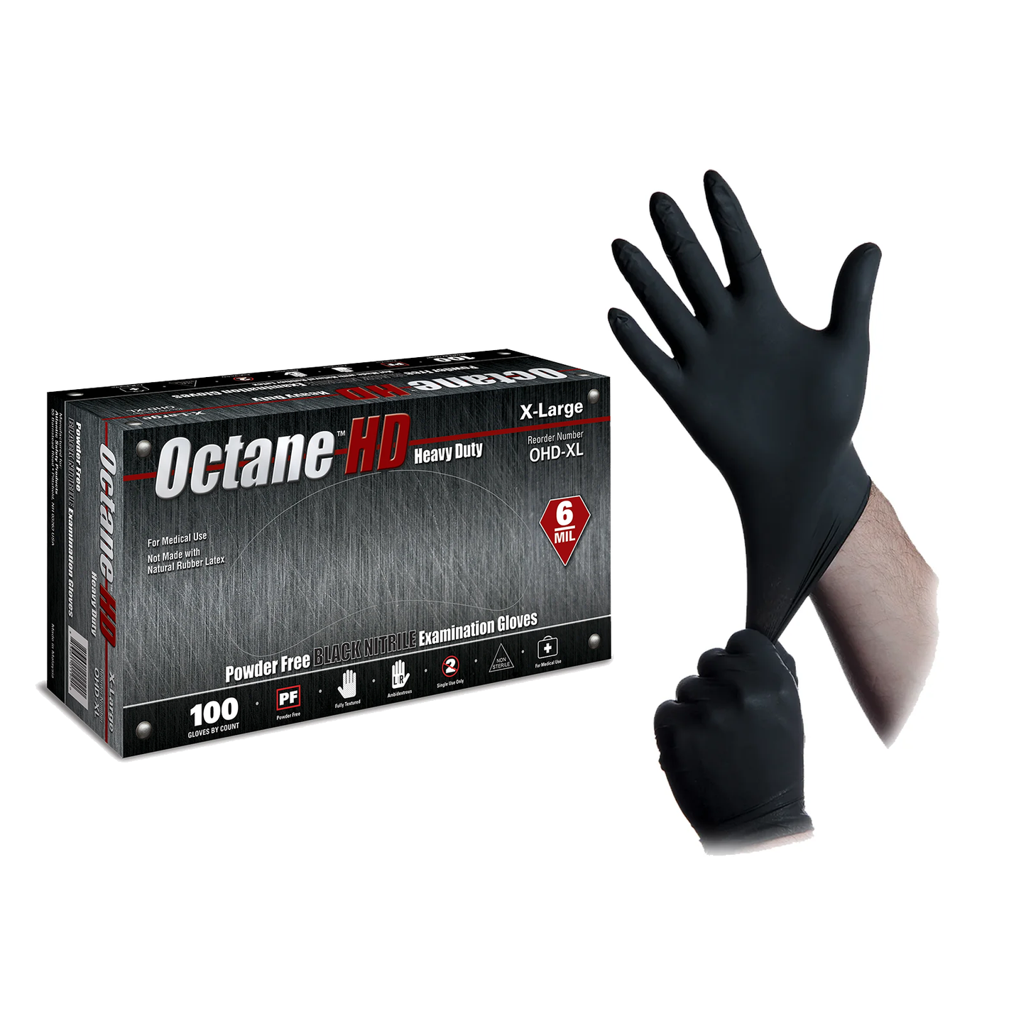 box of 6 mil black nitirle gloves 