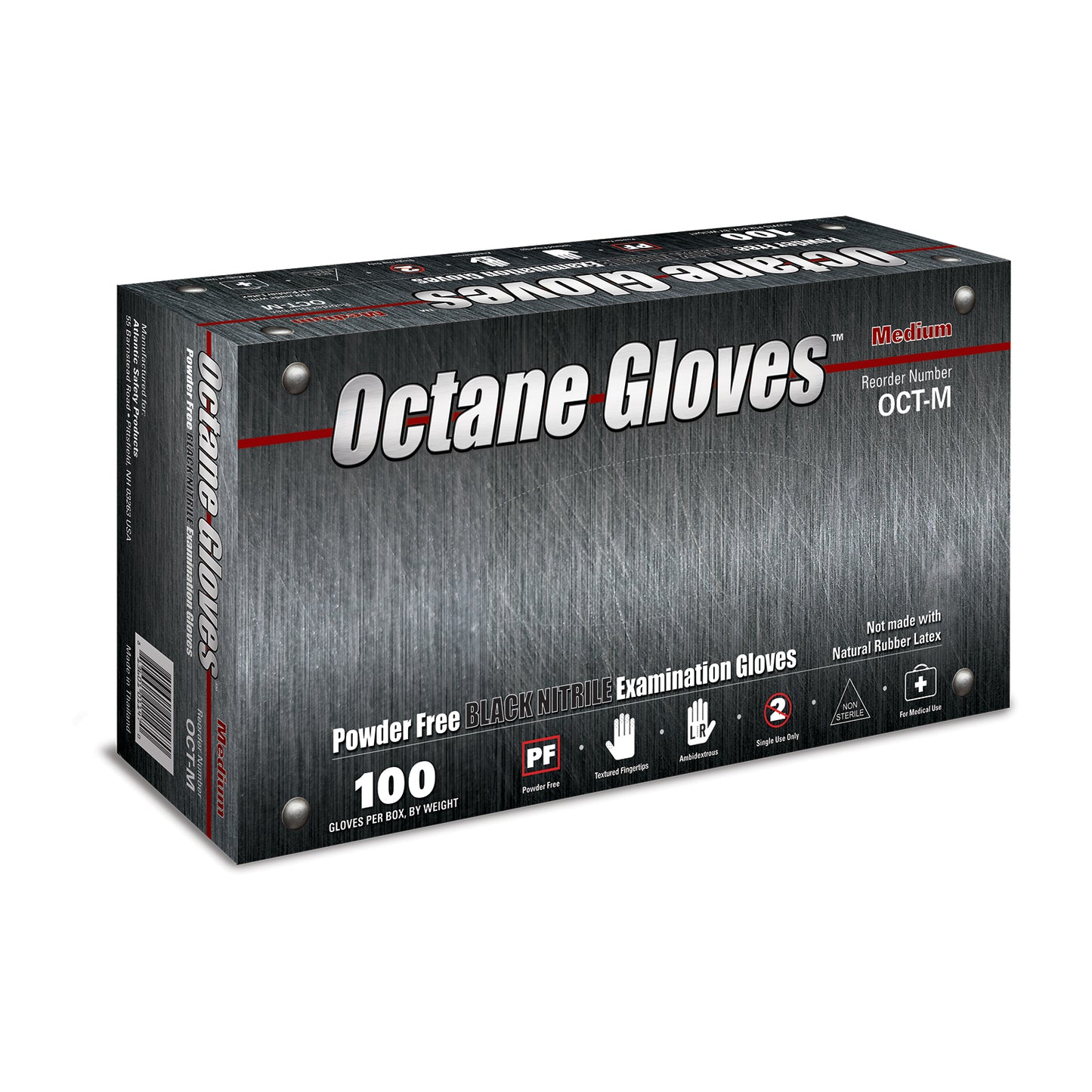 Octane - 5 mil Black Powder Free Nitrile Gloves - 1000 gloves per case