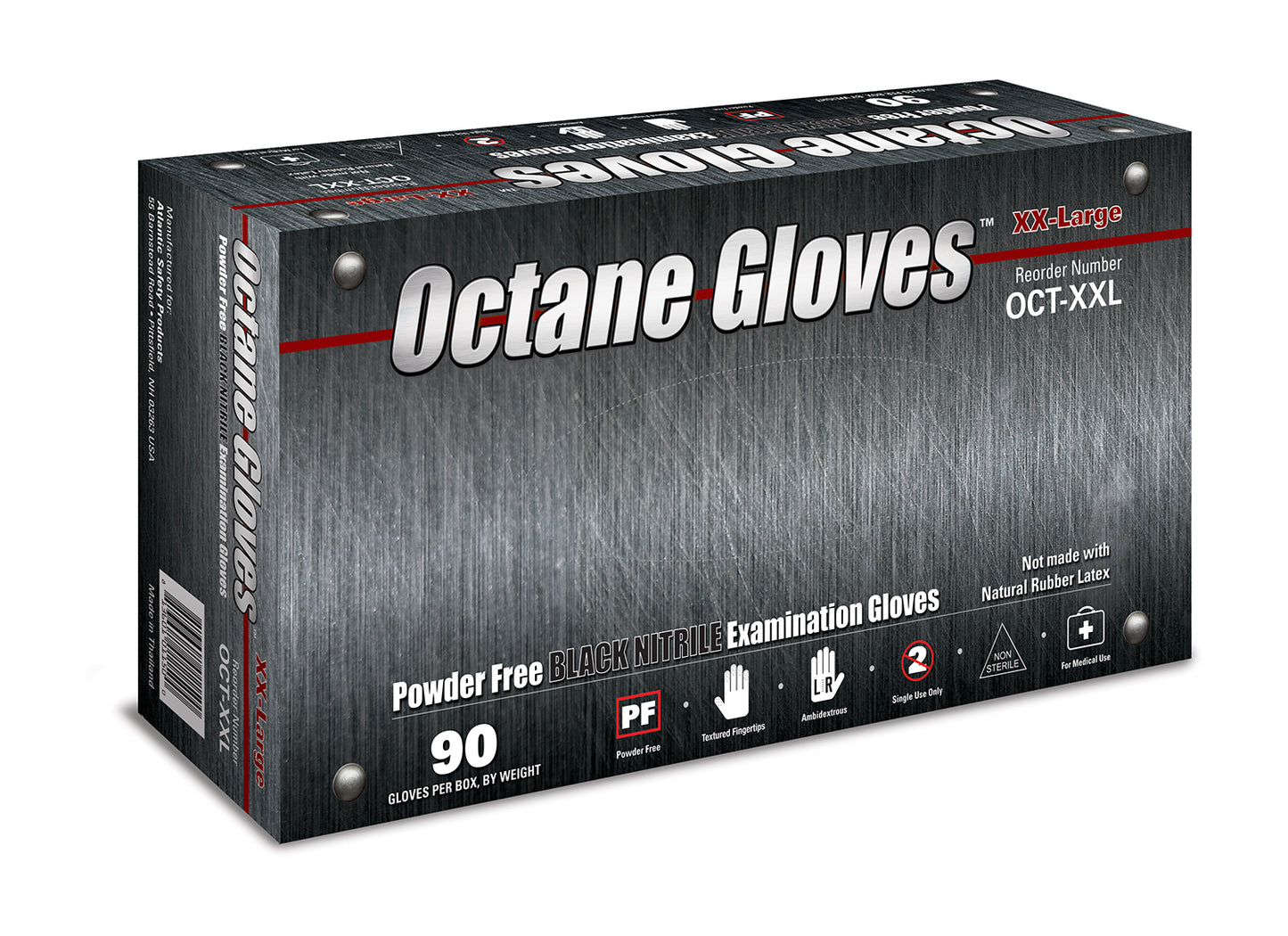 Octane - 5 mil Black Powder Free Nitrile Gloves - 1000 gloves per case